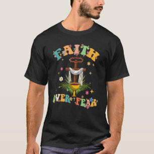 Camiseta Jesus Cristo cruza a fé sobre a citação do medo di
