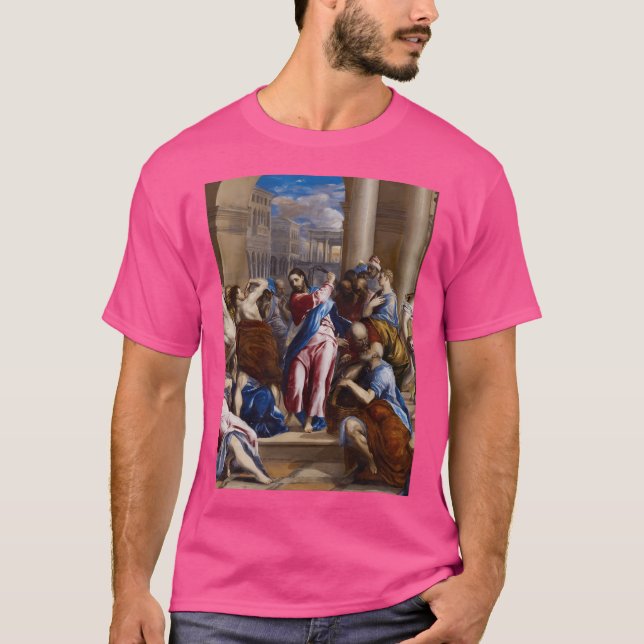 Camiseta Jesus Cristo Dirigindo Os Mudanças De Dinheiro Do  (Frente)