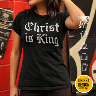 Camiseta Jesus Cristo é Rei - estilo gótico grunge erosiona