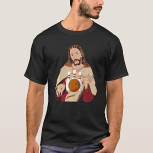 Camiseta Jesus Cristo Engraçado Bola de boliche Pinos Bowle