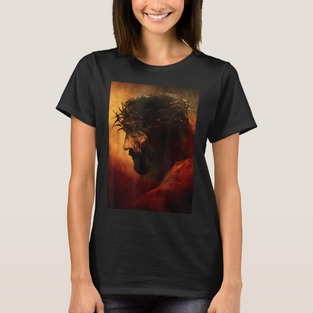 Camiseta Jesus Cristo Engraçado Com Coroa De Espinhos Gráfi (Frente)