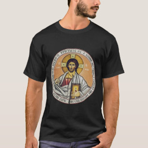 Camiseta Jesus Cristo Pantocrator Arte de Ícone Bizantino