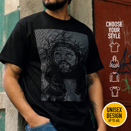 Camiseta Jesus Cristo Retro Nerd Techno Arte Ascii 80s Game
