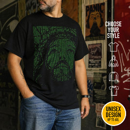 Camiseta Jesus Cristo Retro Nerd Techno Arte Ascii Anos 80 