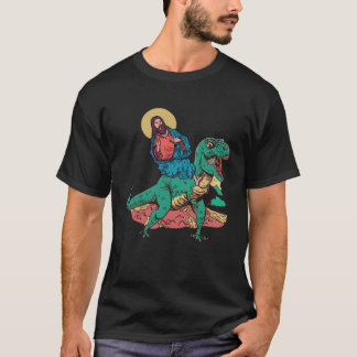 Camiseta Jesus Cristo Rex Dinossaur Ride Religião Cristã