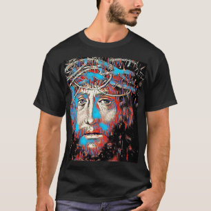 Camiseta Jesus Cristo Thorn Crown Abstrato arte cristã