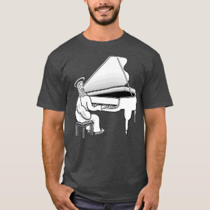 Camiseta Jesus Cristo tocando piano de cauda 