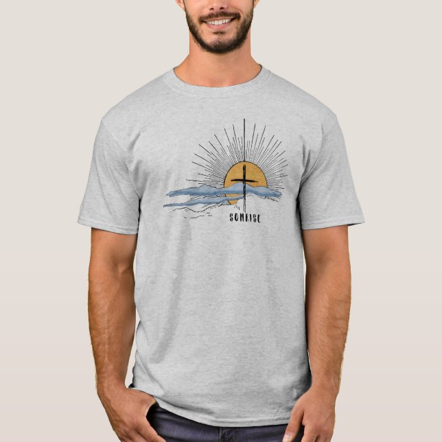 Camiseta Jesus Cristo Watercolor Sunrise Cross Christian (Frente)