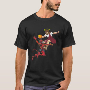 Camiseta Jesus Cruzando O Jogador De Basquete Do Diabo