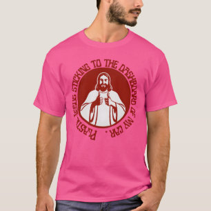 Camiseta Jesus de plástico grudado no painel do meu carro