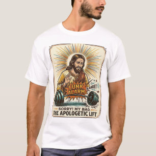 Camiseta Jesus Derrubando Haltere Pesado Alto Ginásio Lunk