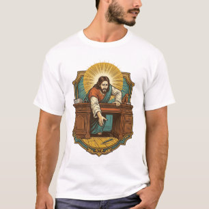 Camiseta Jesus Derrubou Caneta Atrás de Pesada Mesa Humor D