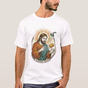 Camiseta Jesus Derrubou Sabão Escorregadio Banheira do Chuv