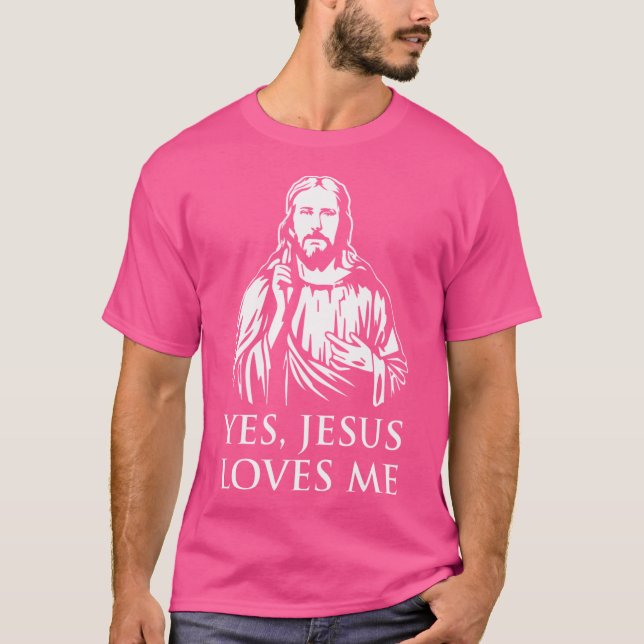 Camiseta Jesus Design Sim Jesus Me Ama Ideia do Presente de (Frente)