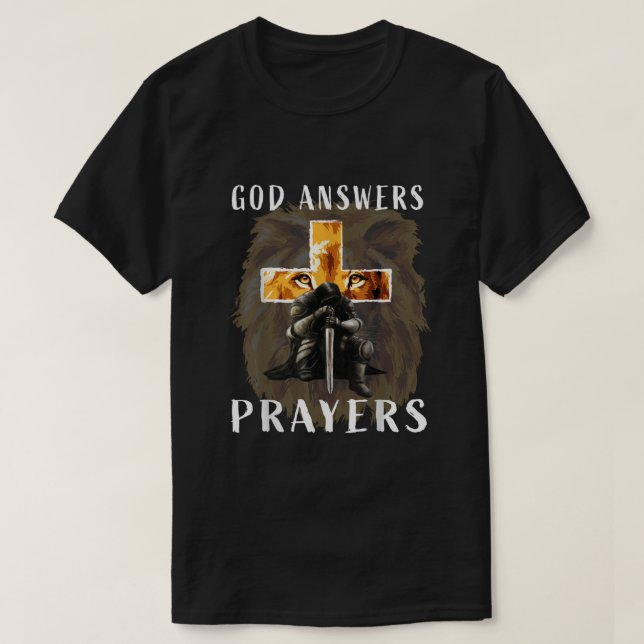 Camiseta Jesus Deus Responde Orações Guerreiros Homens Cris (Frente do Design)