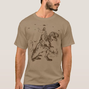 Camiseta Jesus Dirigindo Um Dinossauro Engraçado Abdução De