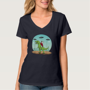 Camiseta Jesus Dirigindo Um Dinossauro Engraçado OVNI Alien