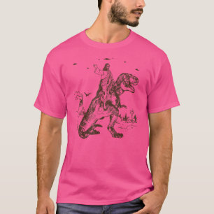 Camiseta Jesus Dirigindo Um Dinossauro Ufo Abdução De Alien