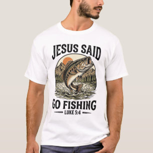 Camiseta Jesus Disse Vá Pescar Bass Vintage Cristão