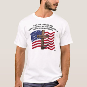 Camiseta Jesus e a cruz áspera E.U. dos soldados