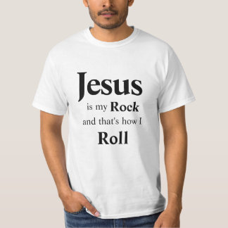 Camiseta Jesus é a minha pedra e é assim que eu rolo