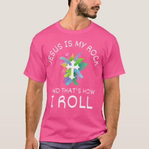 Camiseta Jesus É A Minha Pedra E É Assim Que Eu Rolo O Chri
