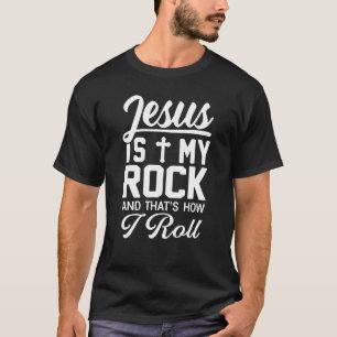Camiseta Jesus É A Minha Pedra Que Eu Rolo Christian Faith