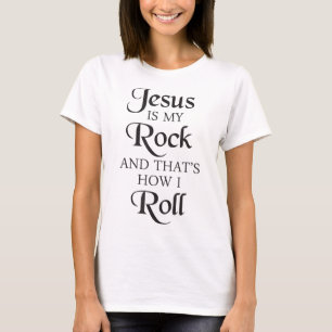 Camiseta Jesus é a minha rocha e é assim que eu faço Cristo