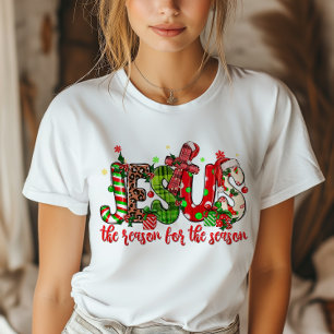 Camiseta Jesus É A Razão Do Natal Da Fé Da Época