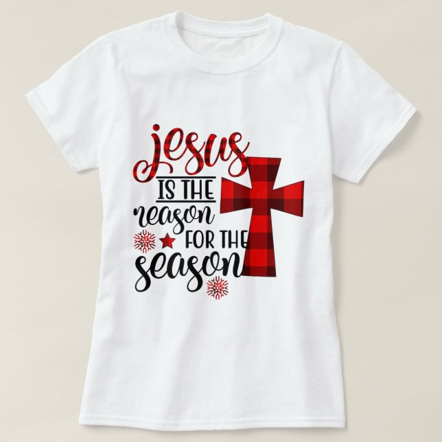 Camiseta Jesus é a razão do Natal da Xadrez da temporada (Frente do Design)