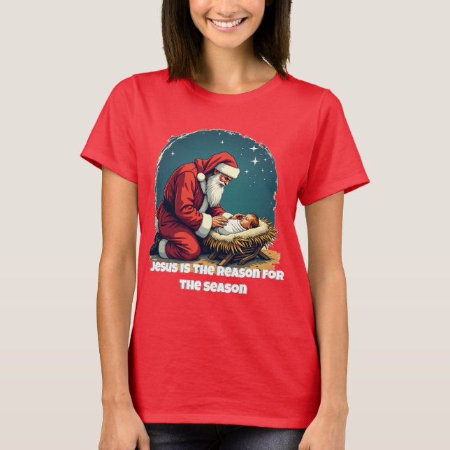 Camiseta Jesus é a razão dos Papais noeis de Natal (Frente)