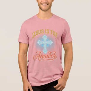 Camiseta Jesus É a Resposta Desenho Vetorial Cruz Cristã_