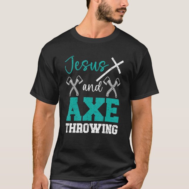 Camiseta Jesus E Ax Jogando O Cortador De Hatchet Cristão (Frente)