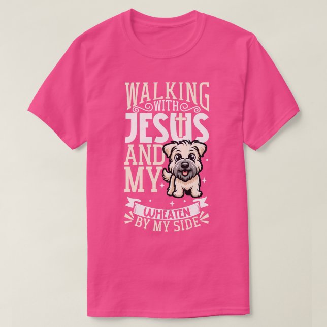 Camiseta Jesus e cão com revestimento suave (Frente do Design)