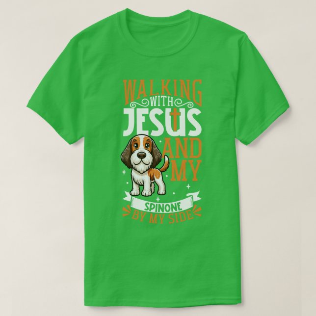 Camiseta Jesus e cão Espinone Italiano (Frente do Design)