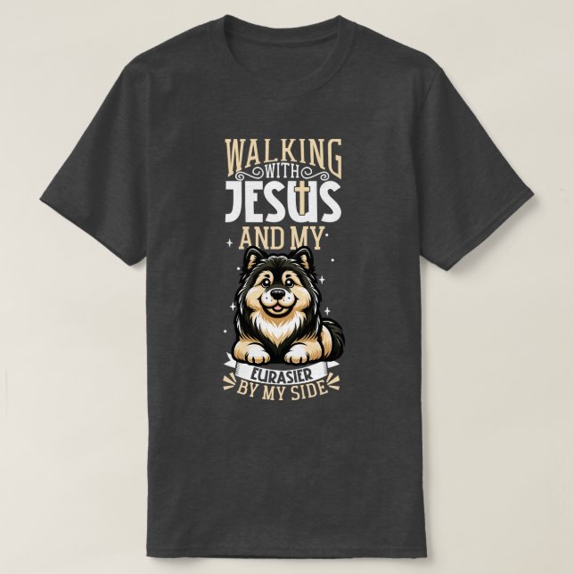 Camiseta Jesus e cão Eurasier (Frente do Design)