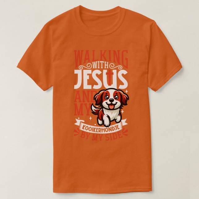 Camiseta Jesus e cão Kooikerhondje (Frente do Design)