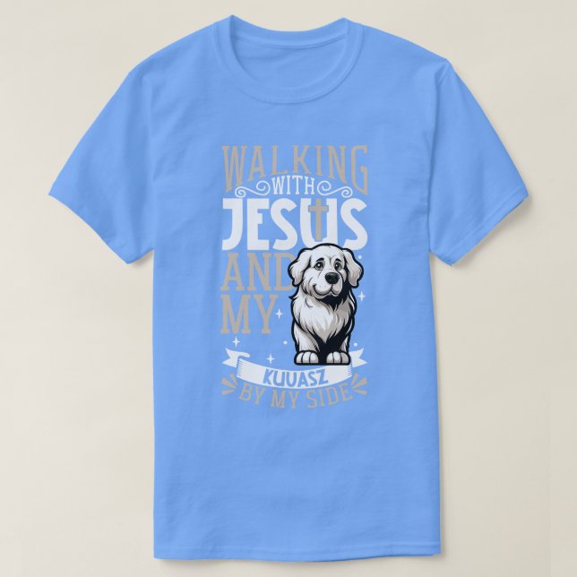 Camiseta Jesus e cão Kuvasz (Frente do Design)