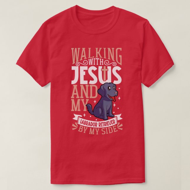 Camiseta Jesus e cão Labrador Retriever (Frente do Design)