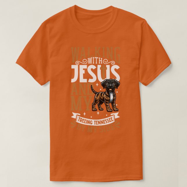 Camiseta Jesus e cão Treing Tennessee Brindle (Frente do Design)