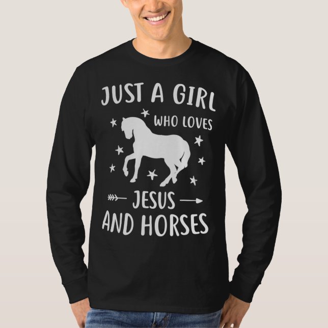 Camiseta Jesus E Cavalos, Presentes De Cavalo Para Meninas, (Frente)