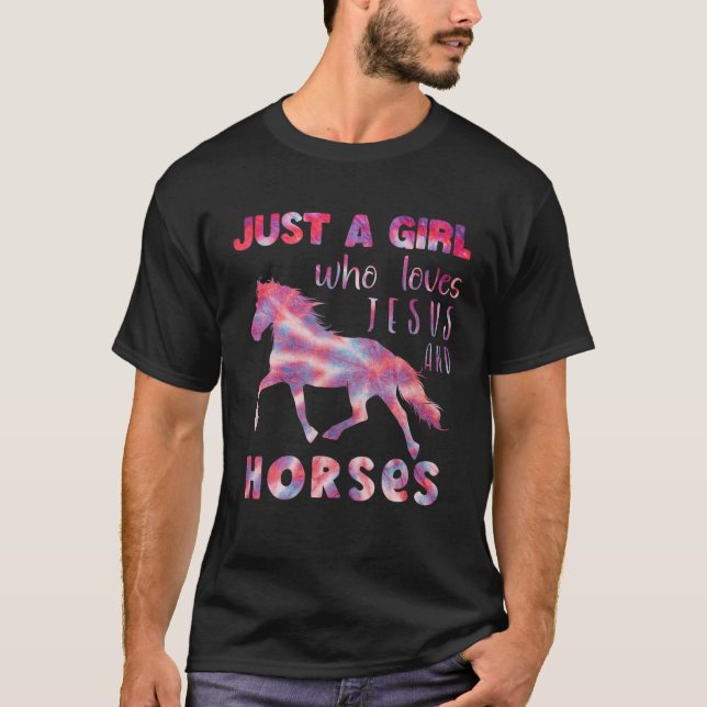 Camiseta Jesus E Cavalos, Presentes De Cavalo Para Meninas, (Frente)