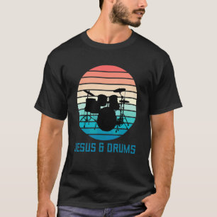 Camiseta Jesus e Drum Vintage Música Retron Christian Drumm