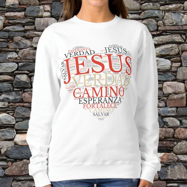 Camiseta Jesus E Fé Coração Mulher Cristã Espanhol (Criador carregado)