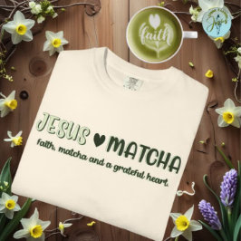 Camiseta jesus e matcha, gráfico de fé matcha