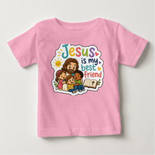 Camiseta Jesus é meu melhor amigo Crianças Cristãs Fofas
