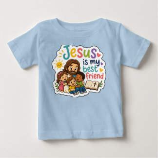 Camiseta Jesus é meu melhor amigo Crianças Cristãs Fofas