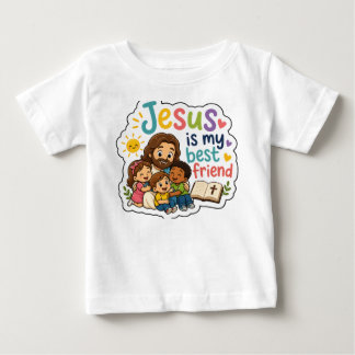 Camiseta Jesus é meu melhor amigo Crianças Simpáticas Crist