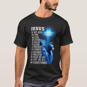 Camiseta Jesus é meu rei meu senhor meu salvador leão azul