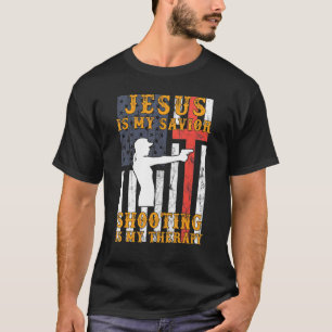 Camiseta Jesus é meu salvador atirando é minha terapia Hood